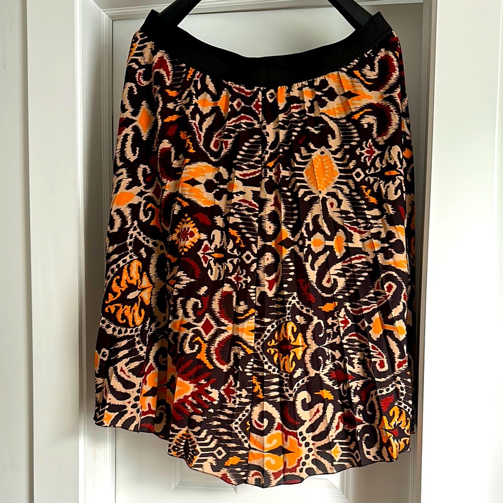 Pleated Skirt Midi length C and A size 2X Orange Dark Red